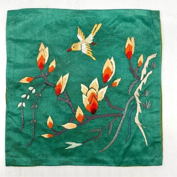 Vintage Dun Huang Chinese Silk Hand Embroidered Tapestries Doilies Set of Five - Picture 2 of 12